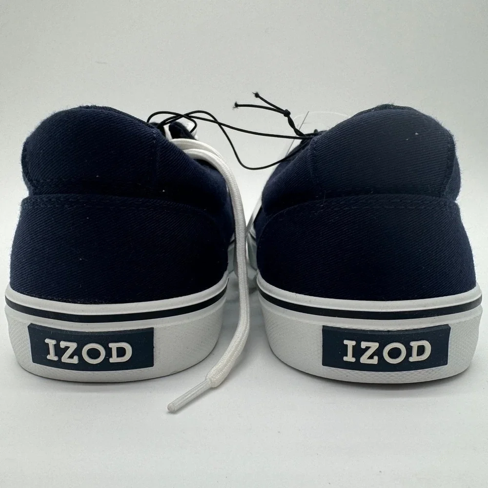 IZOD Rangley Men's 8.5 Navy Canvas Sneakers Memory Foam Lace Up Casual Shoes NIB